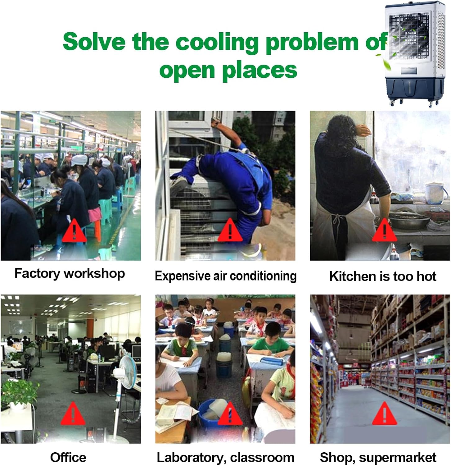 GENERIC Refroidisseur D'air Par évaporation Avec Remplissage Automatique Continu, Roulettes à Volute, Refroidisseur De Marais Pour Usage Commercial, Industriel, Garage, Terrasse, Extérieur