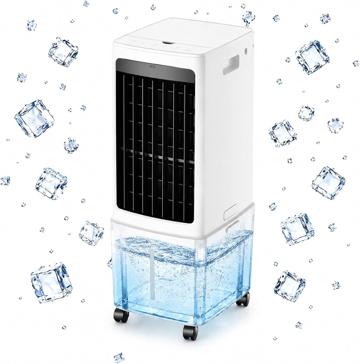  12L Portable Refroidisseur D'air évaporatif Ventilateur D'air Froid, Réservoir D'eau Détachable, Télécommande, Roulettes Roulantes Et Filtre à Poussière Lavable, Refroidisseur Mobile Pour Le Salon De