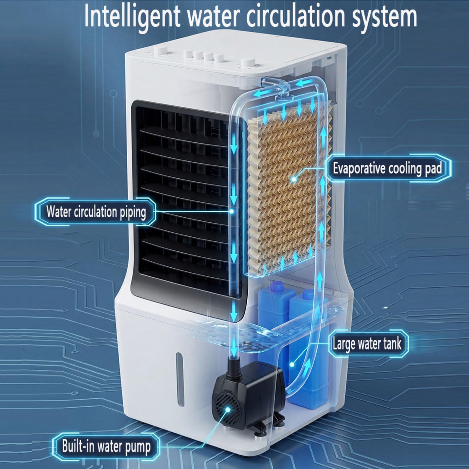 GENERIC Sans Fenêtre, Refroidisseur D'air Portable Avec 60°oscillation, Climatiseur Airless, Tubeless, Refroidisseur à évaporation Silencieux Avec Oscillation, Ventilateur De Boîte Froide Pour Chambre à Couch