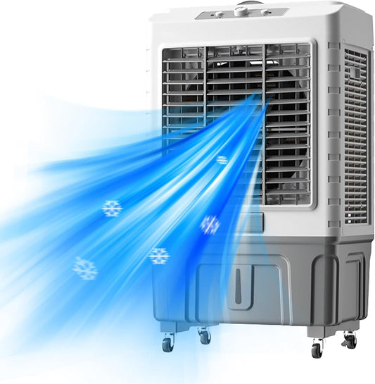 GENERIC Refroidisseur élatif Portable Avec Réservoir De 55L, 3 Vitesses Et Oscillat à 120 °, Roues Faciles à Déplacer Pour Le Refroidissement De Bureau à Domicile, Flux D'air Rafraîchissant