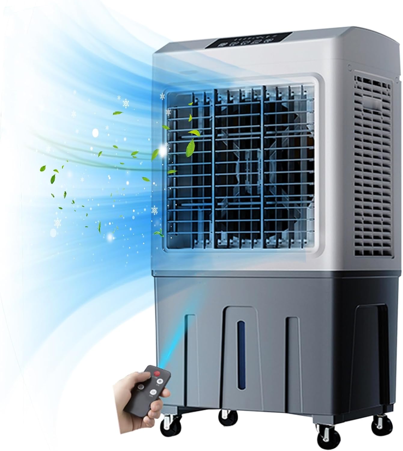 GENERIC Ventilateur De Refroidisseur D'air évaporatif Commercial - 50 Litres De Large Avec Humidificateur, Télécommande, Oscillant, Réglages à 3 Vitesses, Flux D'air Puissant Pour Les Pièces Jusqu'à 60m2-18