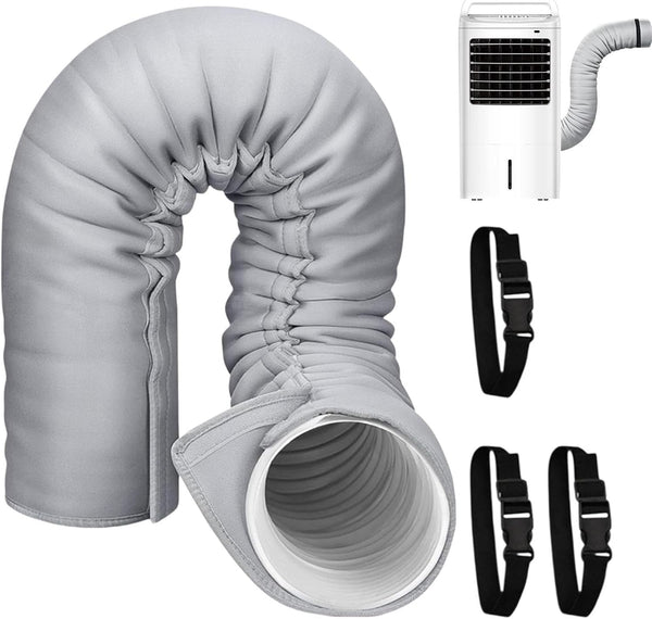  150 CM Manchon Isolant Tuyau Thermique Pour Climatisation Mobile | Manchon Isolant Pour Gaine De Climatiseur Mobile, Gaine Isolante Conduit De Climatisation Mobile, - 3 Sangles, Pour 12,7/15CM