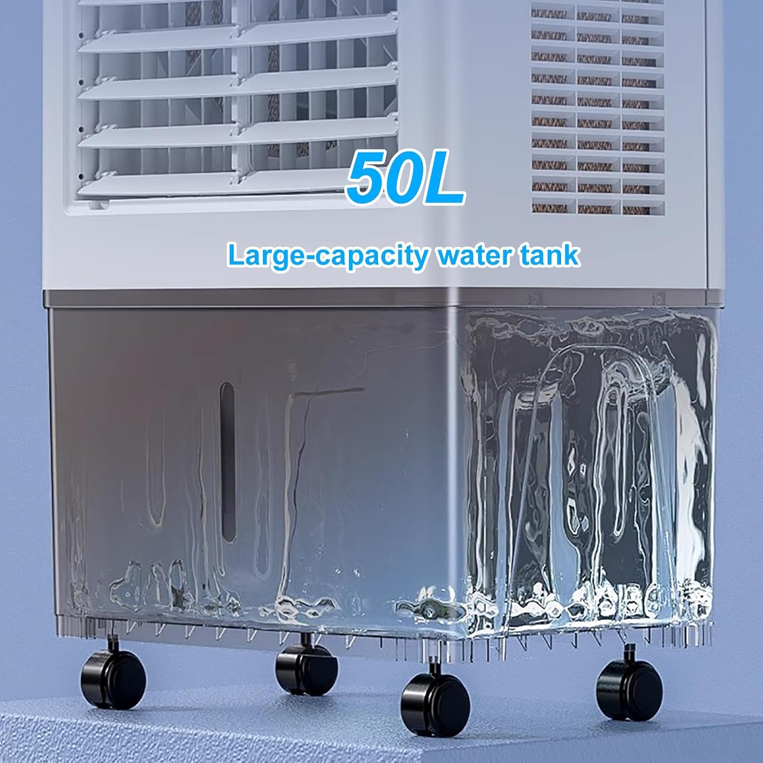 GENERIC Ventilateur De Refroidissement à évaporation – Grand Réservoir D'eau De 50 L, Minuterie 7,5 H, 3 Vitesses, Télécommande – Unité De Refroidissement Portable De Qualité Commerciale