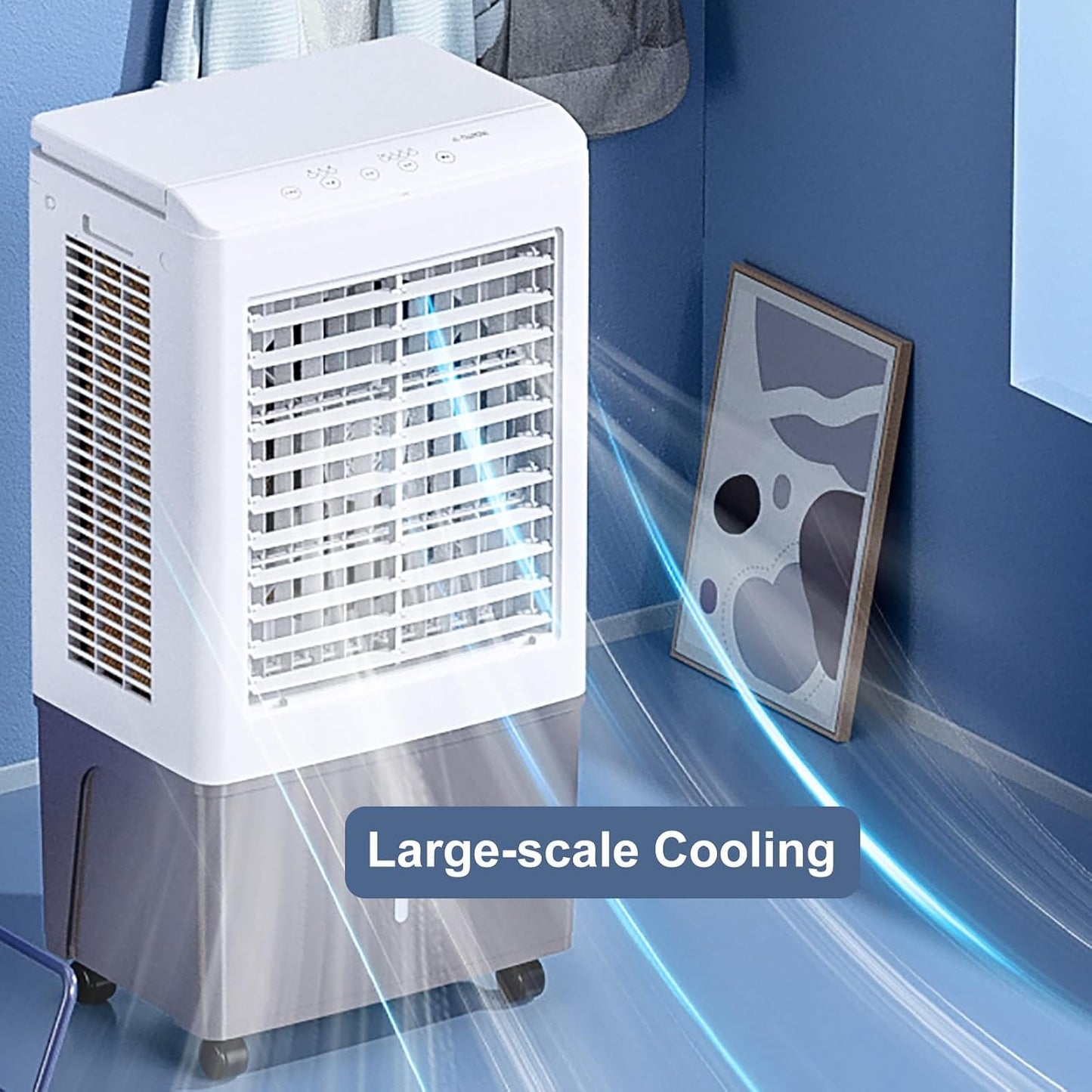 GENERIC Ventilateur De Refroidissement à évaporation – Grand Réservoir D'eau De 50 L, Minuterie 7,5 H, 3 Vitesses, Télécommande – Unité De Refroidissement Portable De Qualité Commerciale