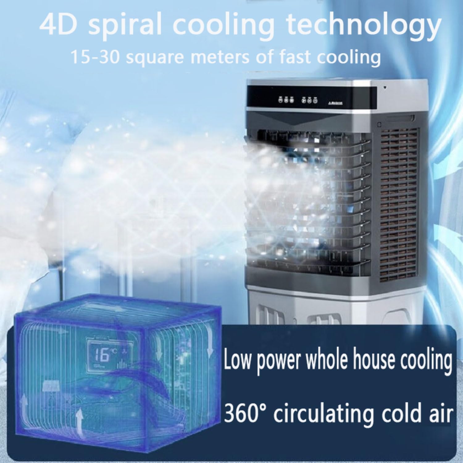 GENERIC Refroidisseur D'air Portable économiseur D'énergie, 3 Vitesses, 12H Minuterie, 120 Oscillation, Refroidisseur à Faible évaporation De Bruit Pour Le Bureau De Chambre Salon Chambre à Domicile Refroidis