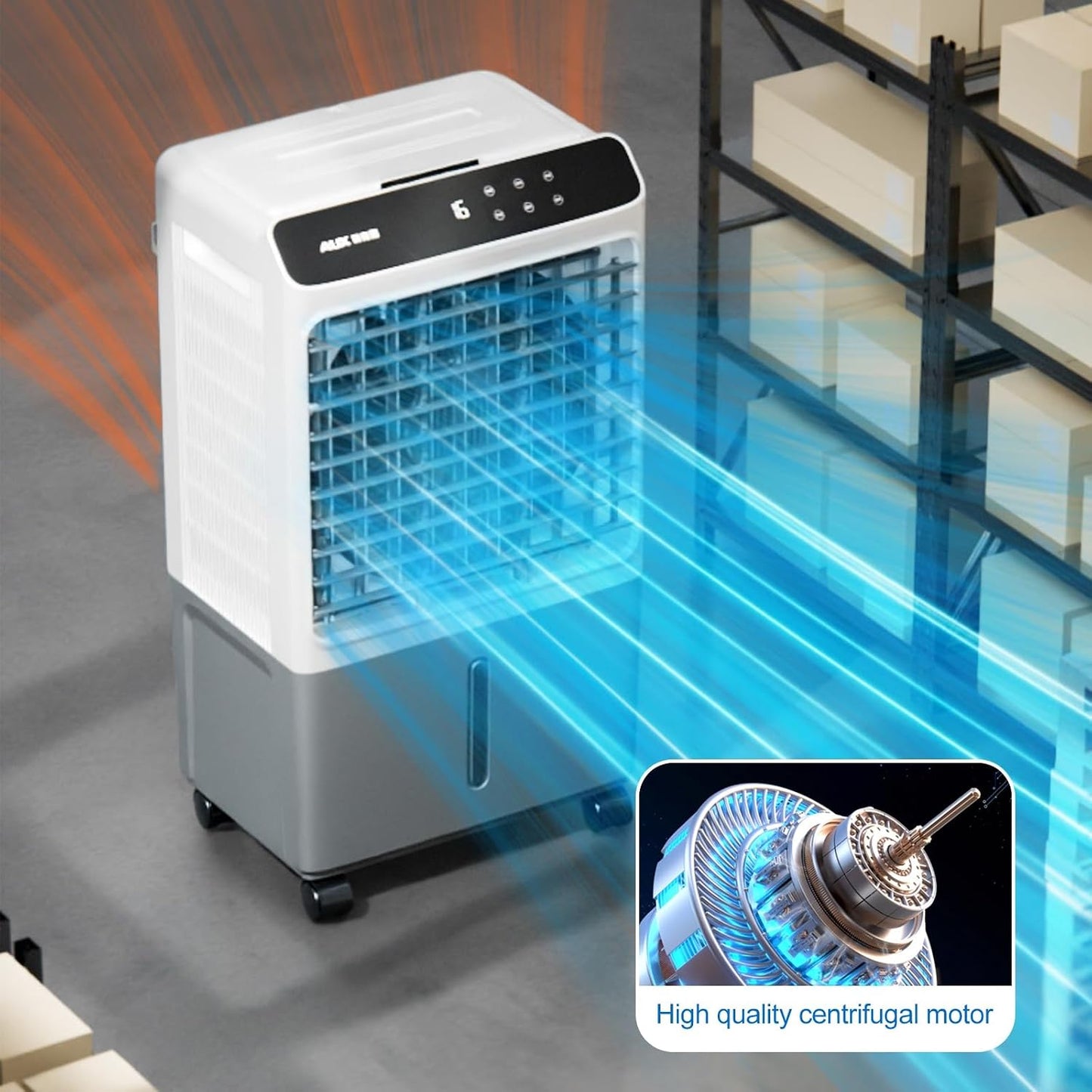  Refroidisseur D'air Par évaporation Portable Avec Réservoir D'eau De 40 L Et Humidificateur Oscillant Pour Chambres, Maison Et Bureau
