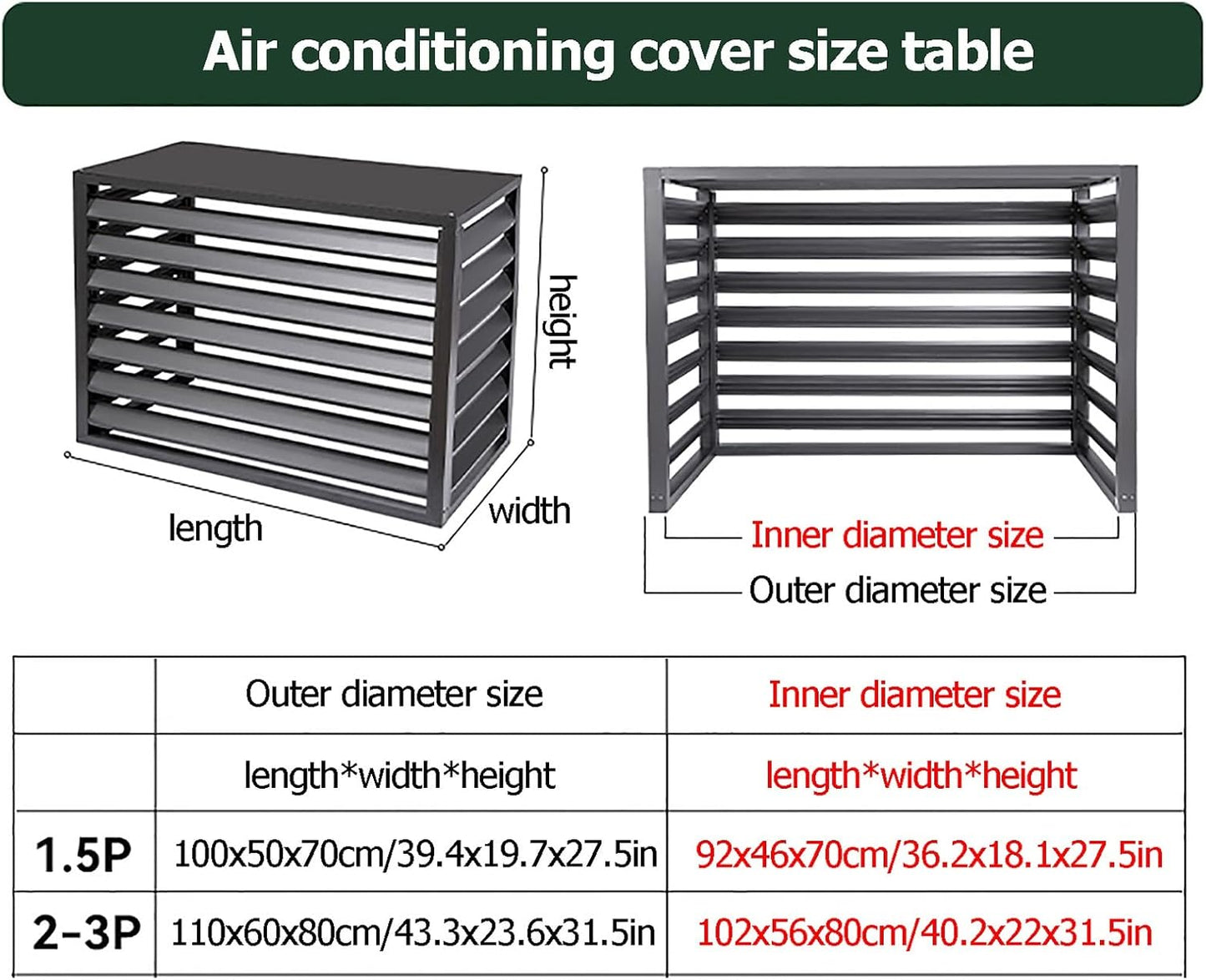 GENERIC Housse De Protection En Aluminium Pour Climatiseur Extérieur Et Support De Fleurs Pour Unités De Climatisation Et Pompes à Chaleur, Boîtier Autoportant Pour Poubelles Ou Unités AC