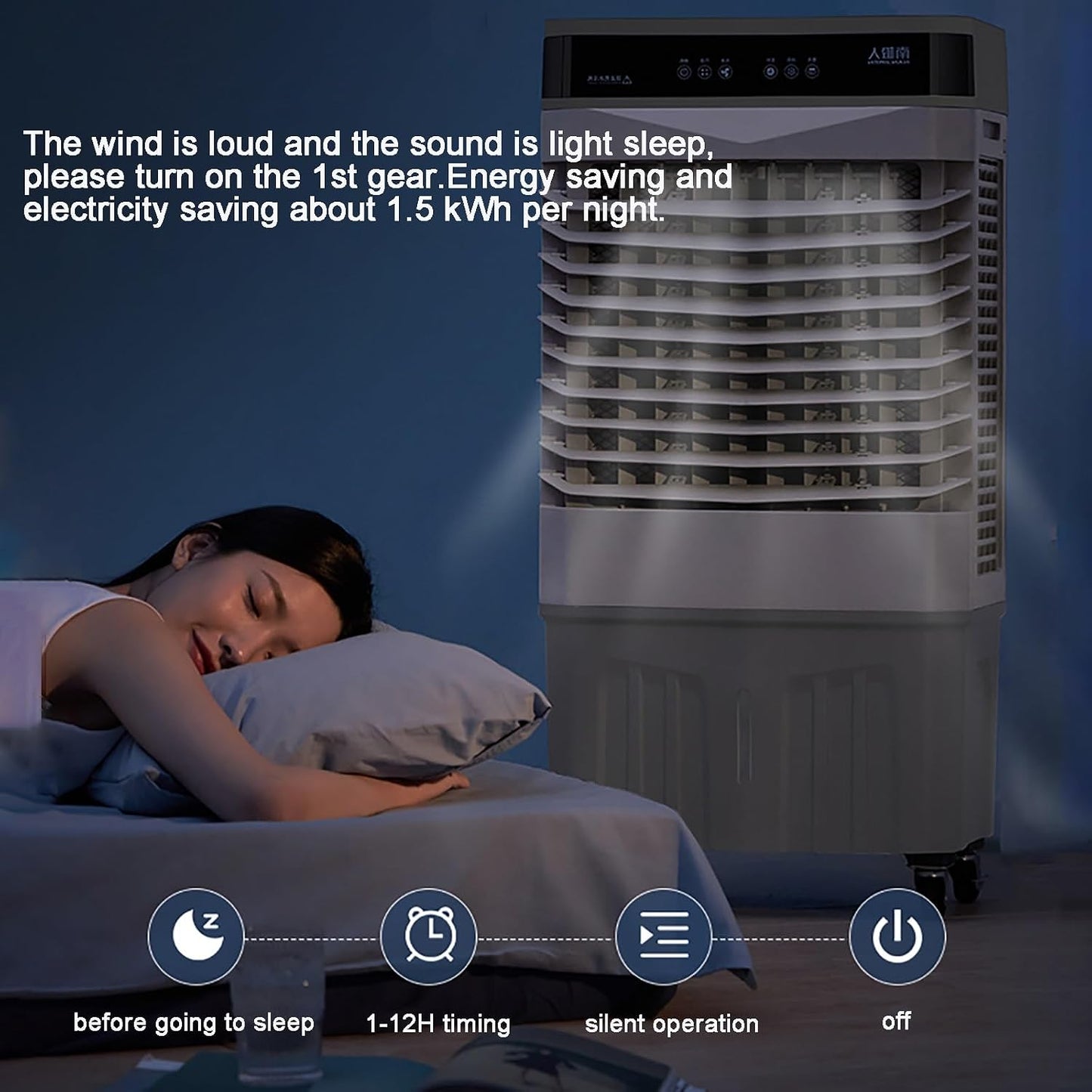 GENERIC Refroidisseur D'air Par évaporation Industriel Avec Oscillation à 120°, 3 Vitesses, 4 Blocs De Glace, 4 Roues Universelles Pour Intérieur Et Extérieur