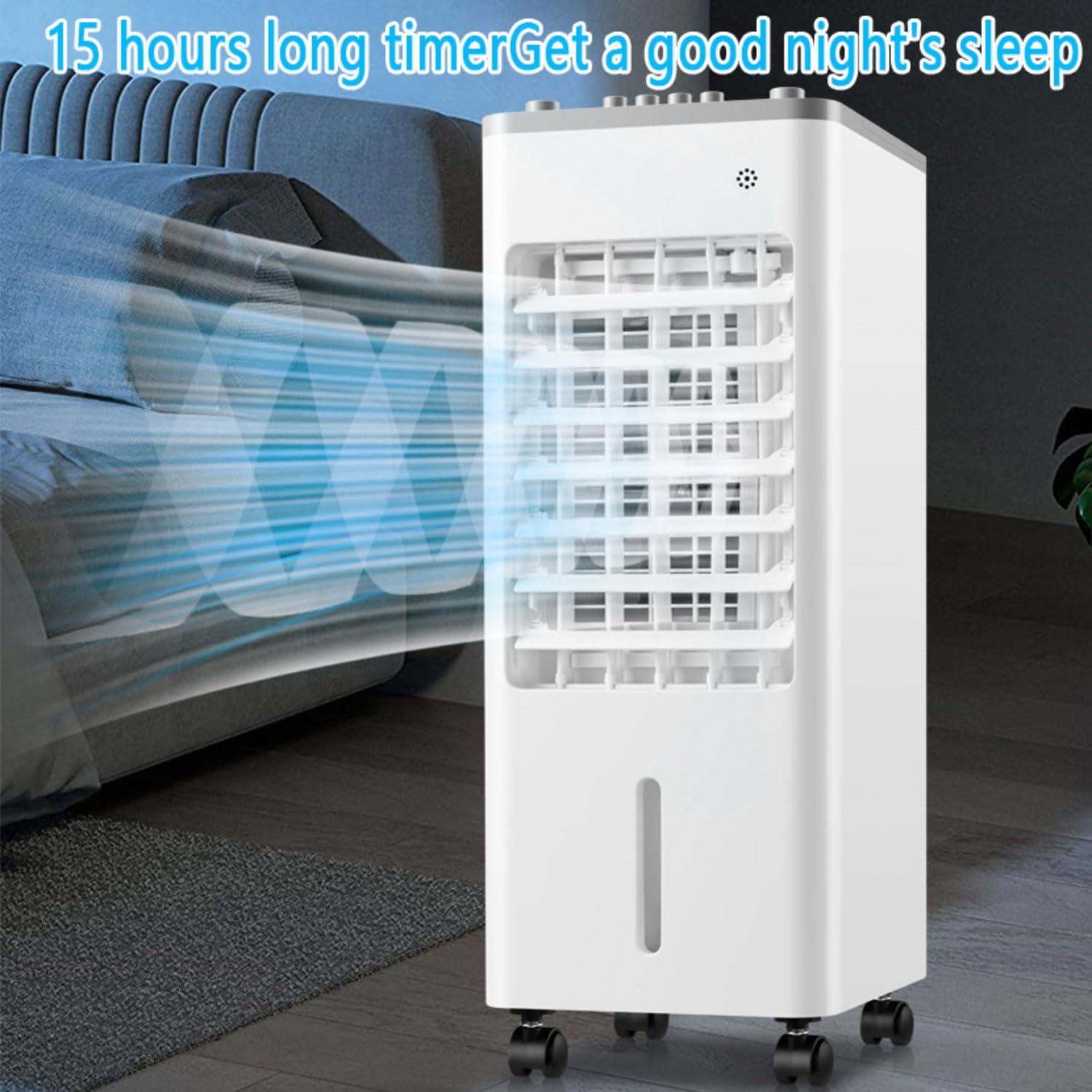 GENERIC Refroidisseur D'air Portable Avec Télécommande, 9L Ventilateur évaporatif AC Pour Chambre à Coucher Et Bureau, Humidificateur 3 En 1, Minuterie 8H, Refroidissement Silencieux Sur Roues, éconosiste éne
