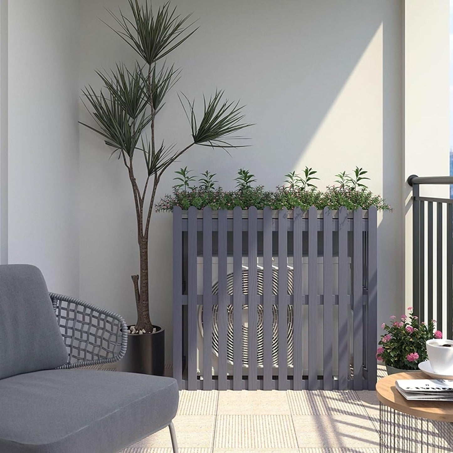  Housse De Protection Pour Climatiseur Extérieur - Boîtier En Bois Pour Pompe à Chaleur, Protection Contre Les Intempéries Pour Pompes à Chaleur Et Climatiseurs - Marron 1