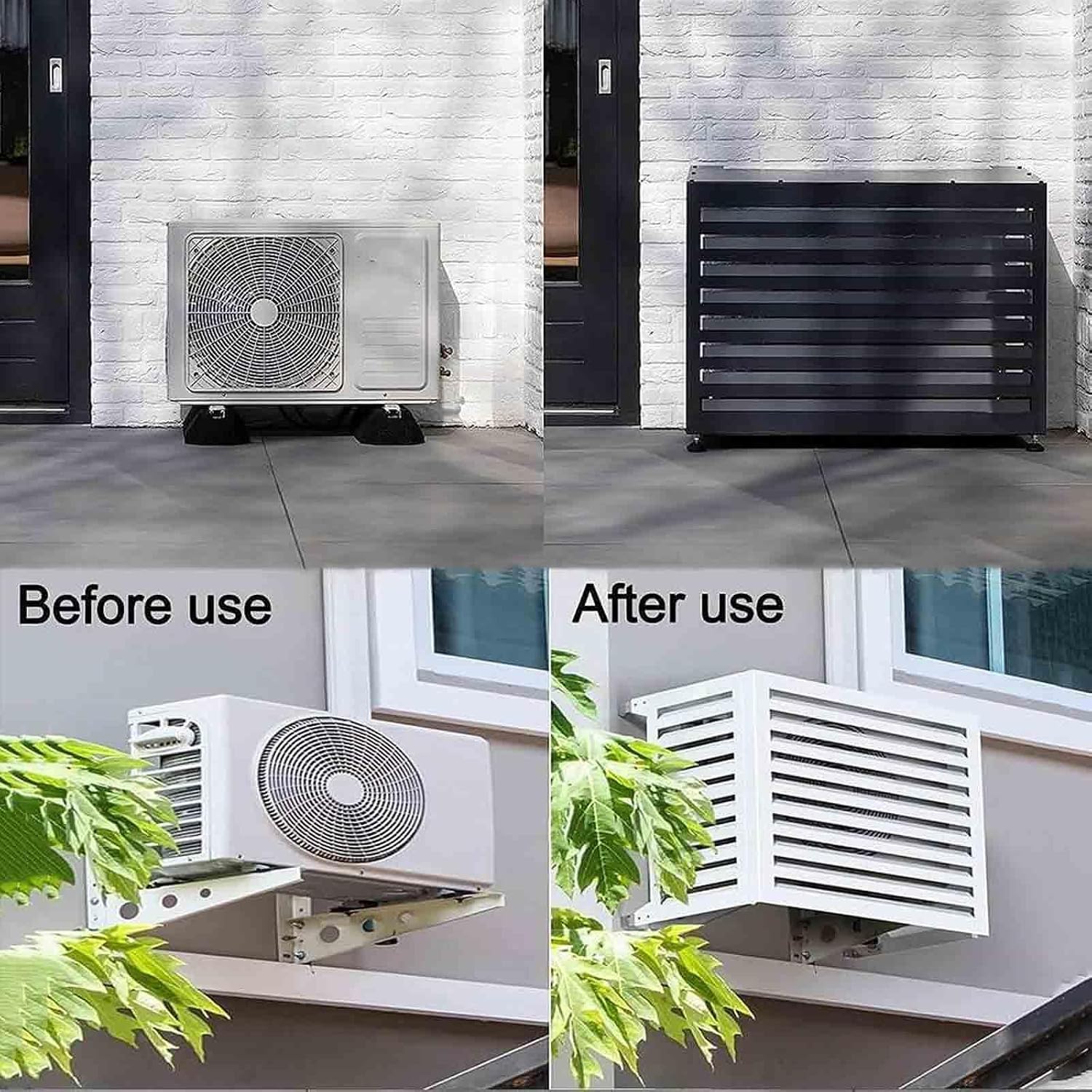 Housse De Protection Pour Climatiseur Extérieur – Couvercle De Pompe à Chaleur En Aluminium Résistant Aux Intempéries – Barrière Décorative D'intimité – Boîte De Protection Anti-bruit Pour