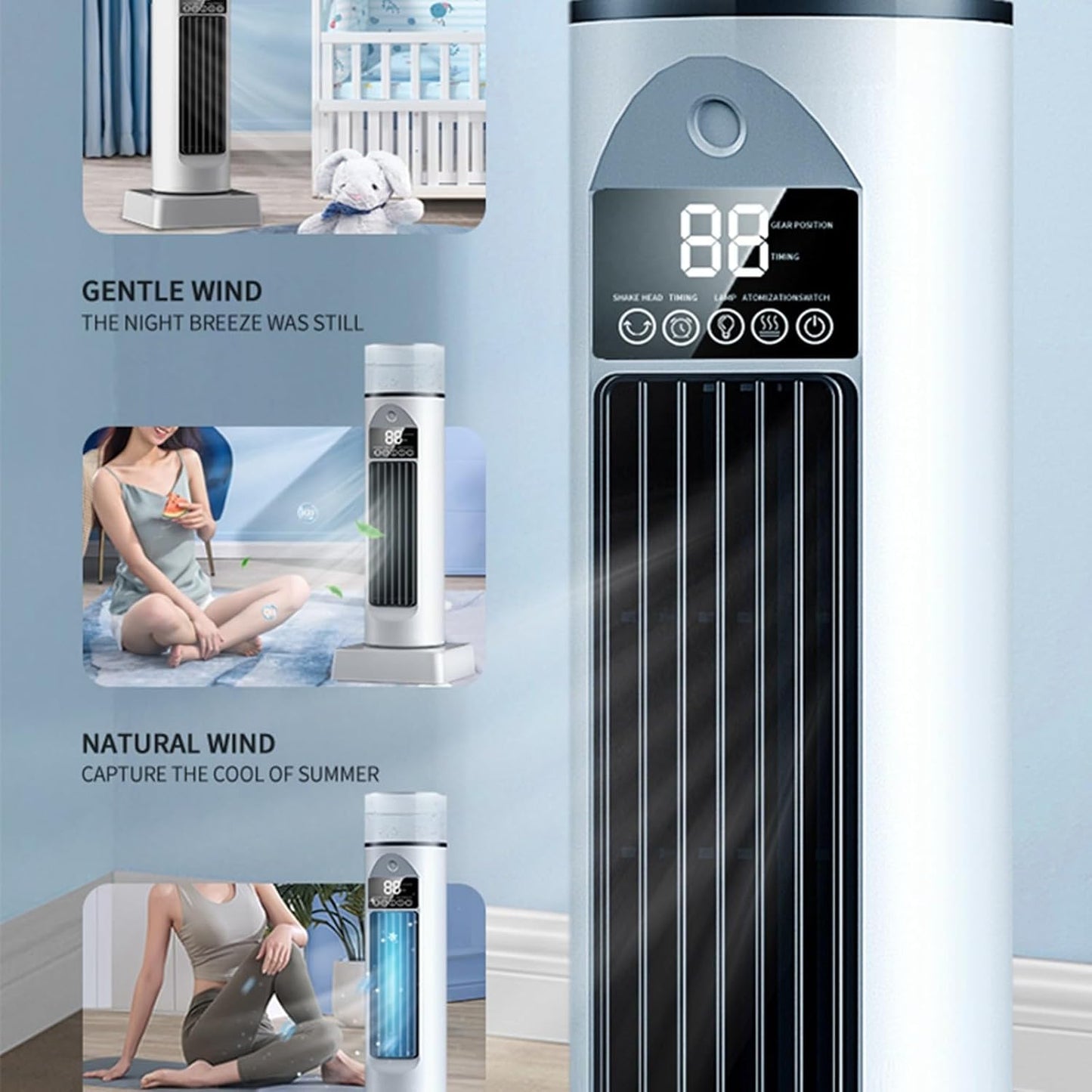 GENERIC Ventilateur De Climatisation – Ventilateurs De Refroidissement Qui Soufflent De L'air Froid | Gadgets Cool Sans Pales – Humidificateur à évaporation Silencieux Avec Minuterie Et Télécommande Pour