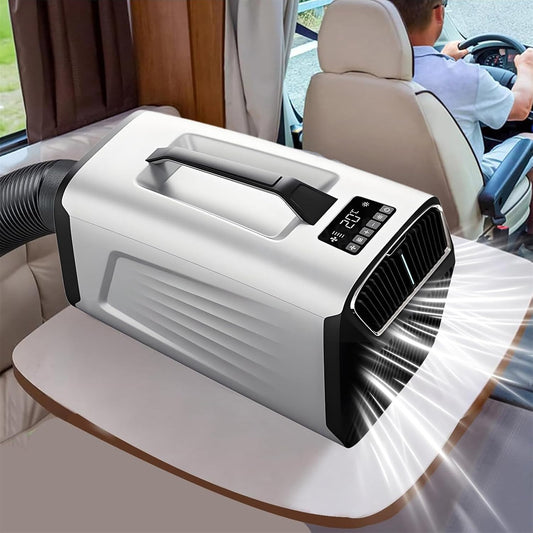  Climatiseur Portable Pour Tente 5200 Climatiseur Btu Pour Camping-Car, Refroidissement + Déshumidification + Ventilation + Mode Veille + Minuterie 24 H, Jusqu'à 10M², Conduit D'évacuation Inclus