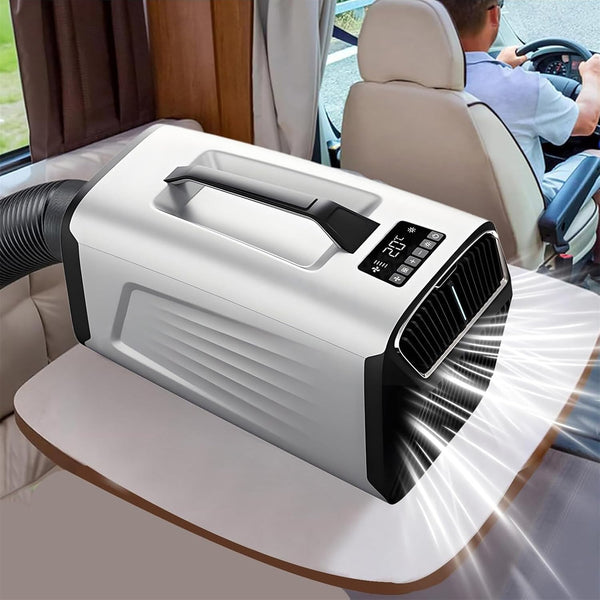  Climatiseur Portable Pour Tente 5200 Climatiseur Btu Pour Camping-Car, Refroidissement + Déshumidification + Ventilation + Mode Veille + Minuterie 24 H, Jusqu'à 10M², Conduit D'évacuation Inclus