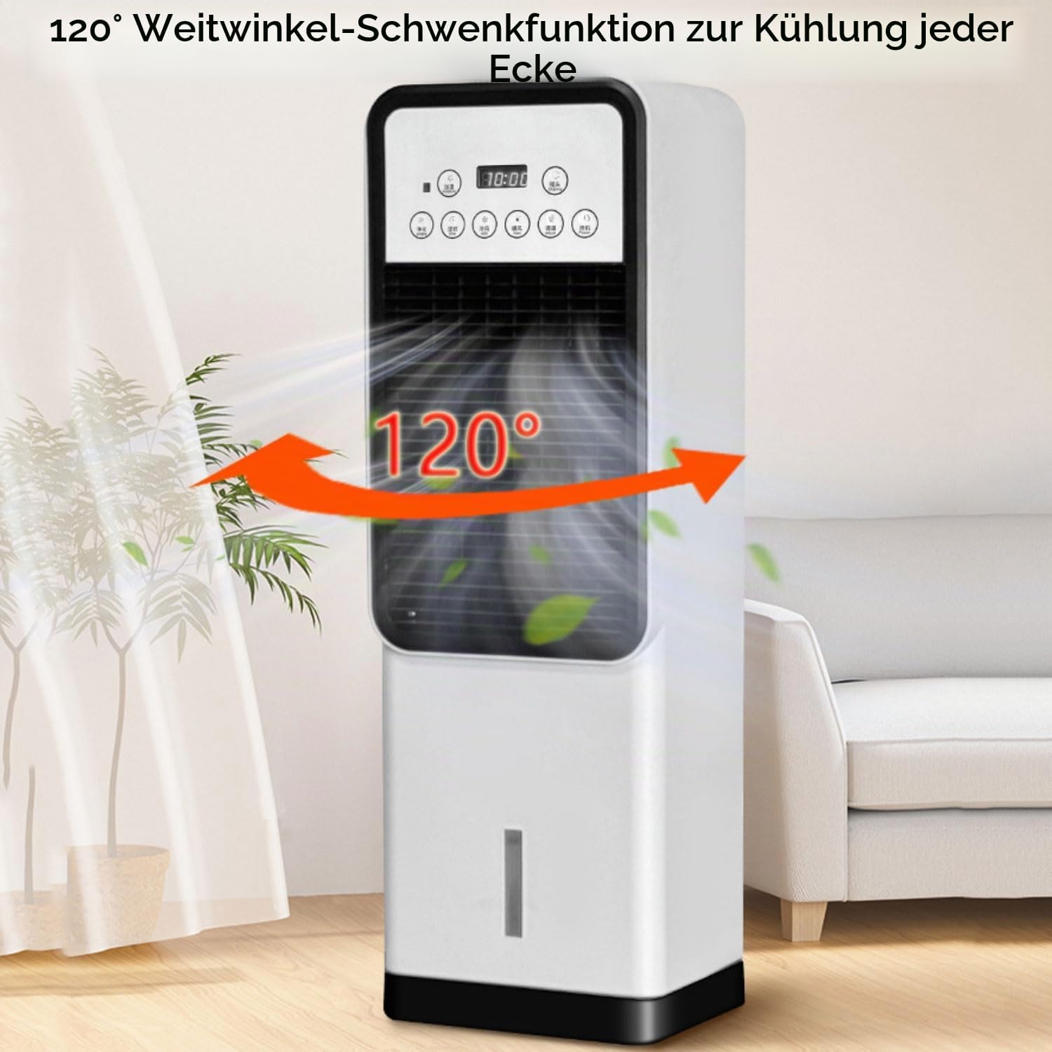 GENERIC Réservoir De Refroidisseur D'évaporation Portable 3L, Télécommande, Oscillation De 120°, 4 Modes, Minuterie, Silencieux Pour Le Bureau Et La Maison