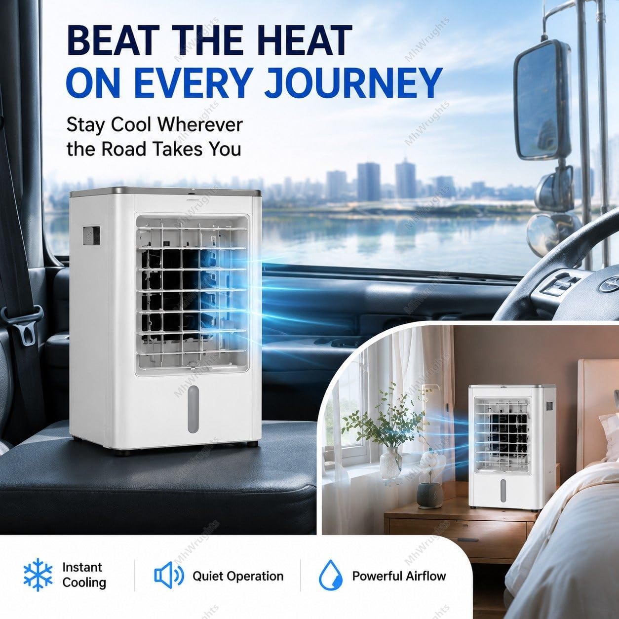  Climatiseur Portable Pour Camions 12 V/24 V, Ventilateur De Refroidissement Par évaporation à 3 Vitesses Et 4 Modes, Refroidisseur D'air Silencieux Pour Semi-remorques Et Camping-cars Car&home-24V