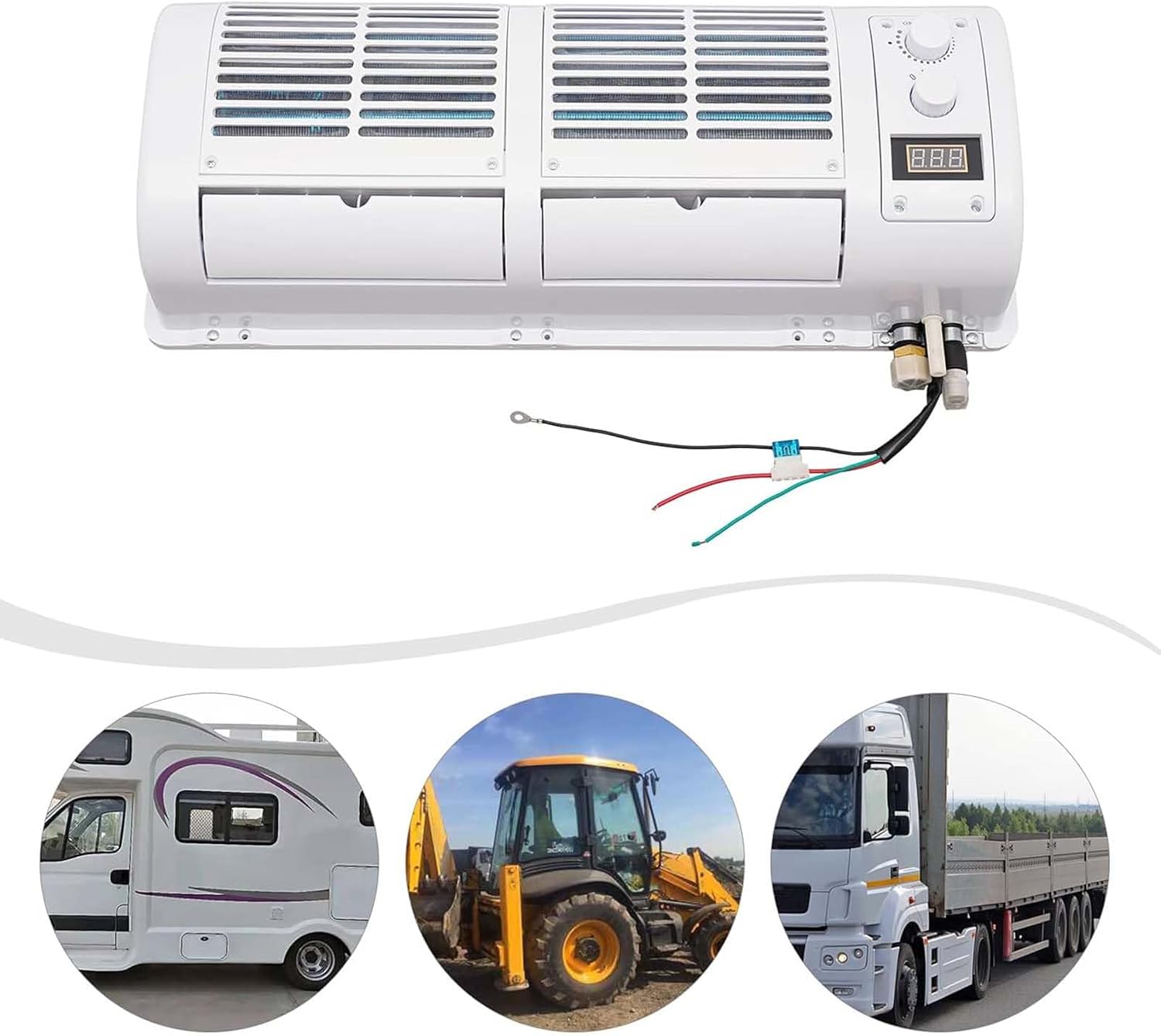 GENERIC Ventilateur Compact D'évaporateur De Voiture 12V Avec écran LCD, Refroidisseur Automatique Portable Pour Camions Vans Buses, Accessoire Efficace Du Système De Refroidissement