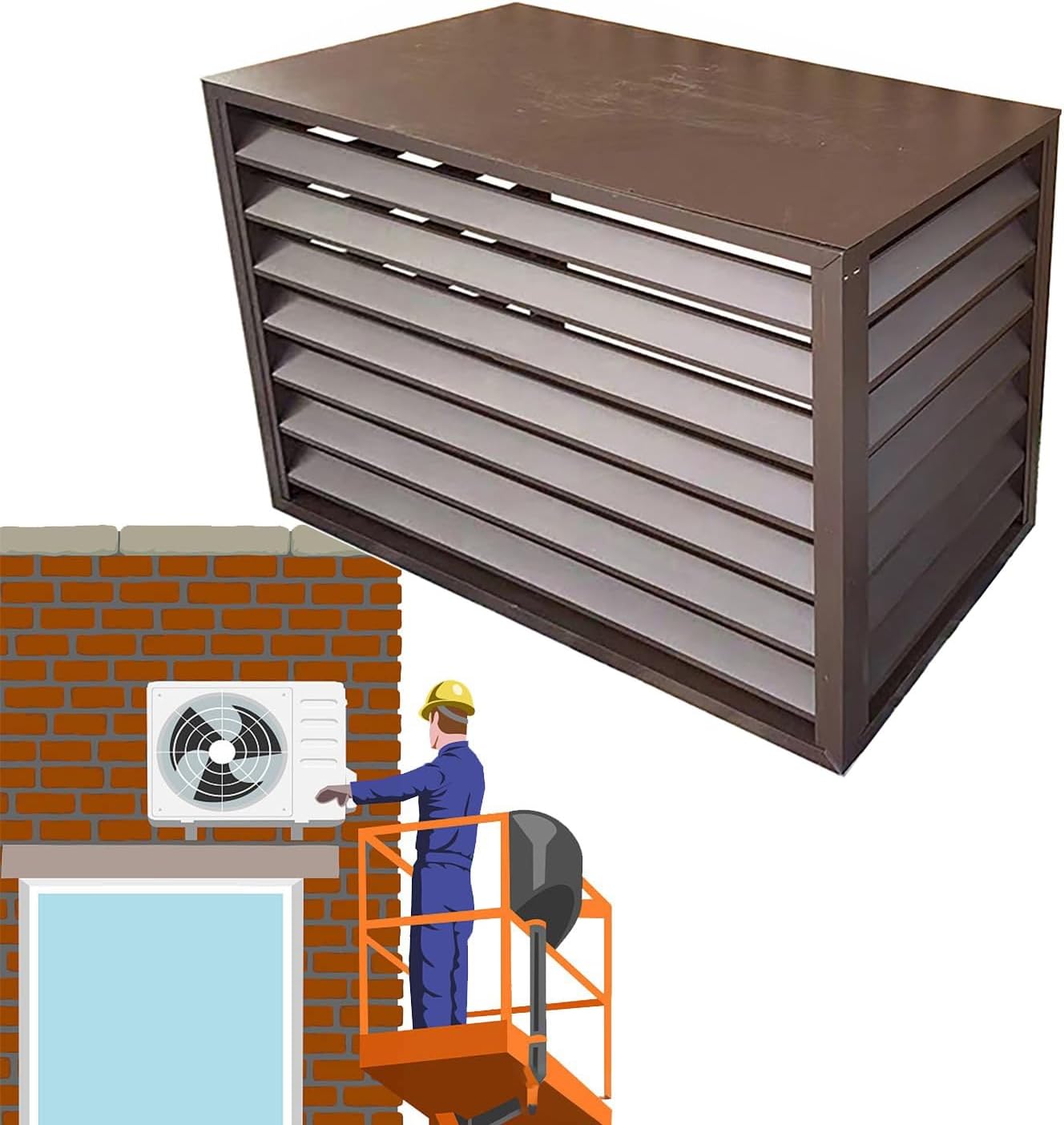 GENERIC Housse De Protection En Aluminium Pour Climatiseur Extérieur Et Support De Fleurs Pour Unités De Climatisation Et Pompes à Chaleur, Boîtier Autoportant Pour Poubelles Ou Unités AC