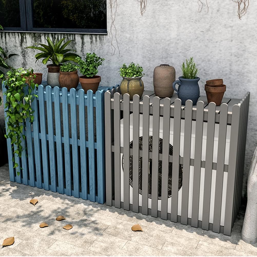 GENERIC Housse De Climatiseur Extérieur – Clôture En Bois Pour Unité Divisée – Bleu – 105 X 45 X 99 Cm – Protection élégante Pour Unités CVC Et Décoration De Jardin