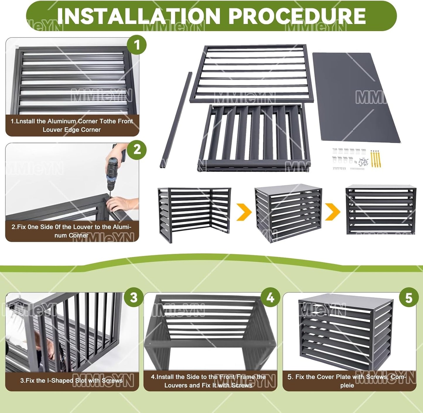 GENERIC Housse De Protection Multifonction Pour Climatiseur D'extérieur En Aluminium 100 X 50 X 70 Cm Avec Clôture D'intimité Et Rangement D'outils De Jardin (champagne)