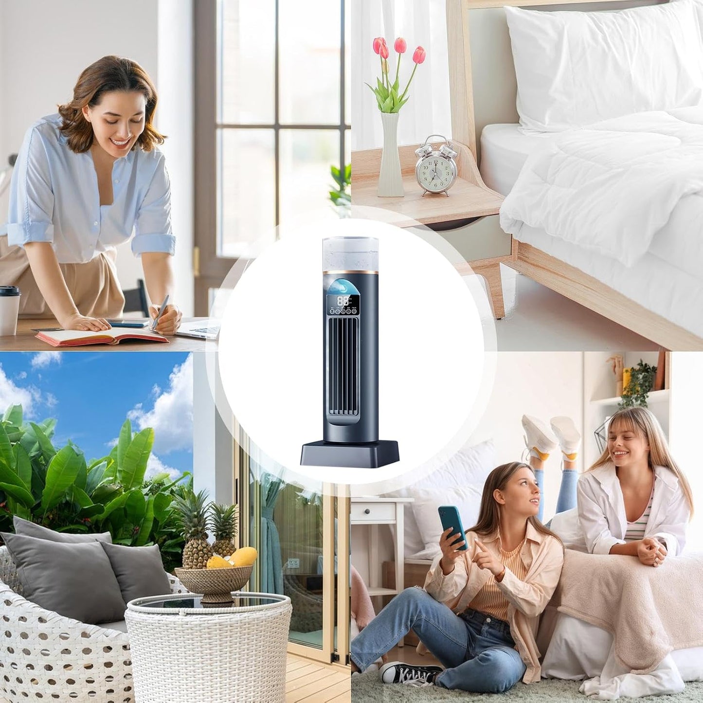  Ventilateur De Climatiseur, Refroidisseur De Pièce Portable, Humidificateur Sans Lame Avec Fonctionnement Silencieux, Ventilateur Minuterie Avec Télécommande, Dispositif De Refroidissement Intérieur,