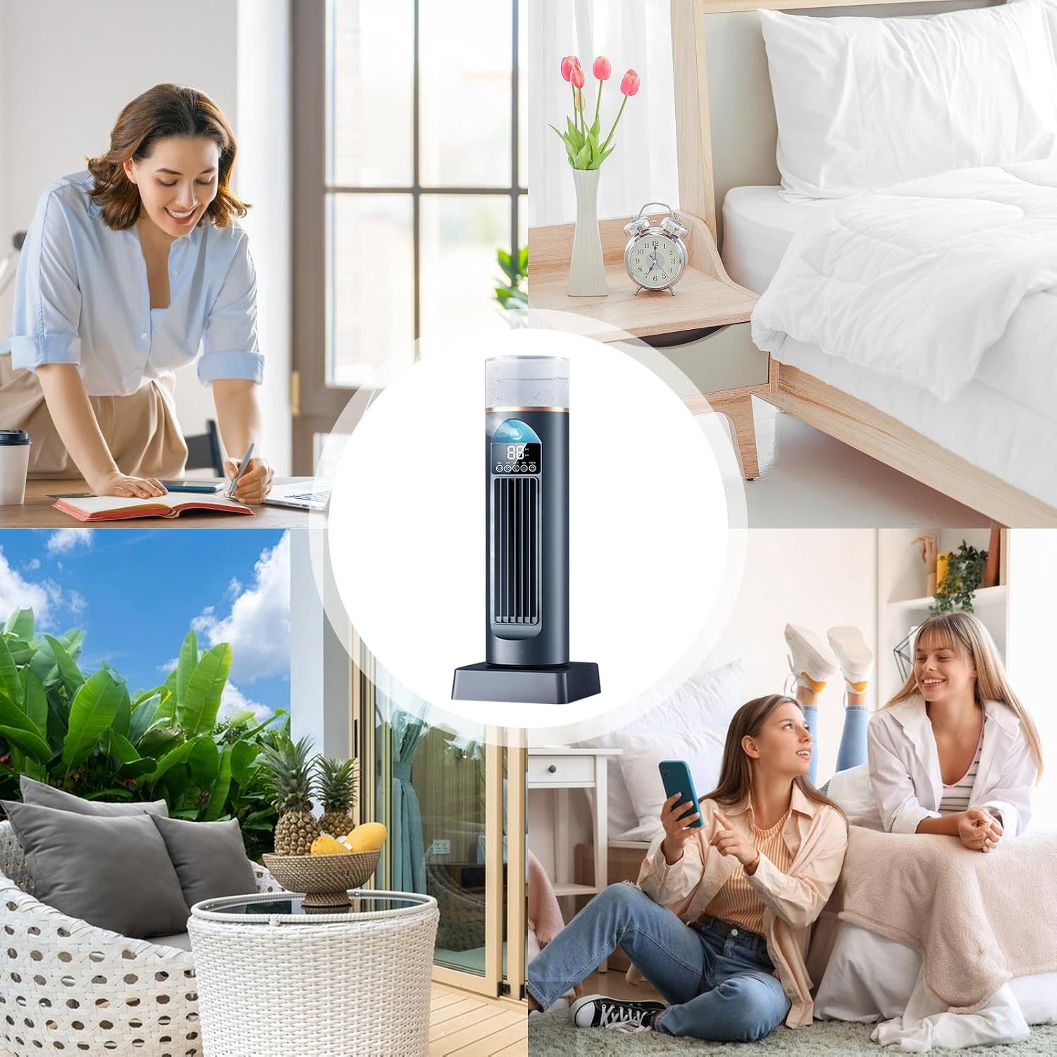  Ventilateur De Climatiseur, Refroidisseur De Pièce Portable, Humidificateur Sans Lame Avec Fonctionnement Silencieux, Ventilateur Minuterie Avec Télécommande, Dispositif De Refroidissement Intérieur,