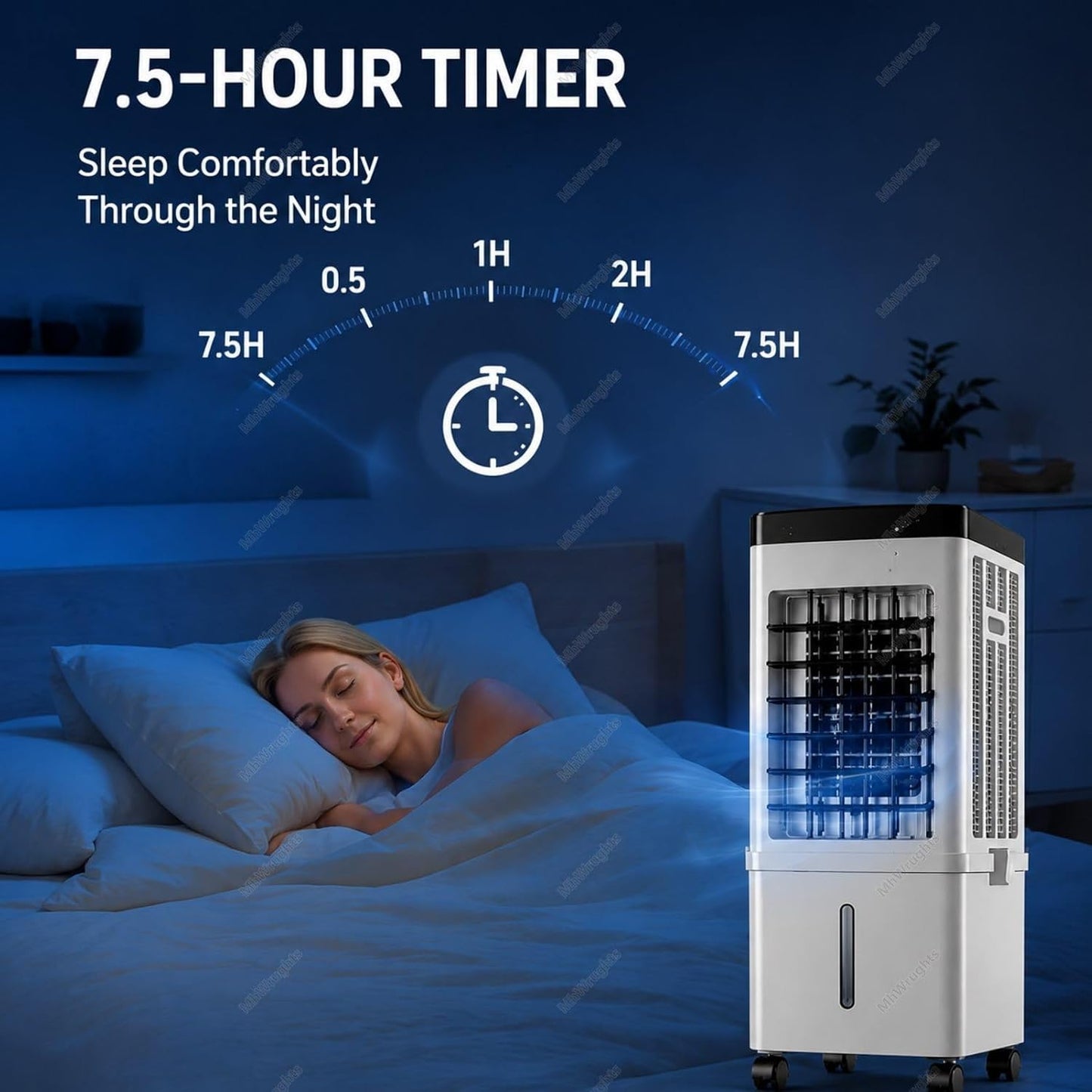  Climatiseur Portable Sans Fenêtre, Ventilateur Refroidisseur D'air 15 L Avec 3 Vitesses De Ventilation, Installation Non Requise, Rafraîchisseur D'air Par évaporation RemoteControl