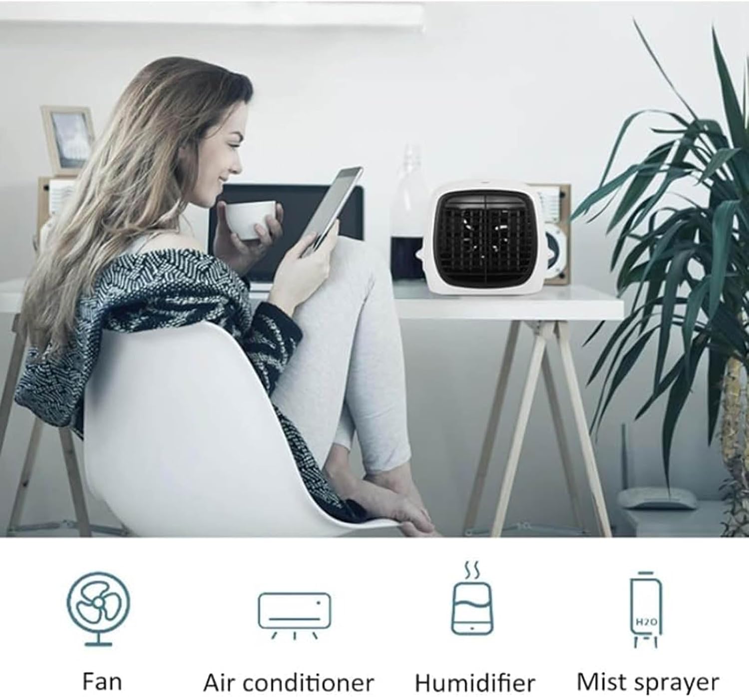 GENERIC Refroidisseur D'air Portable Et Humidificateur, Ventilateur 4 En 1 Par évaporation Pour La Maison, Le Bureau, Le Bureau, Sans Danger Pour Les Enfants Et Les Animaux Domestiques