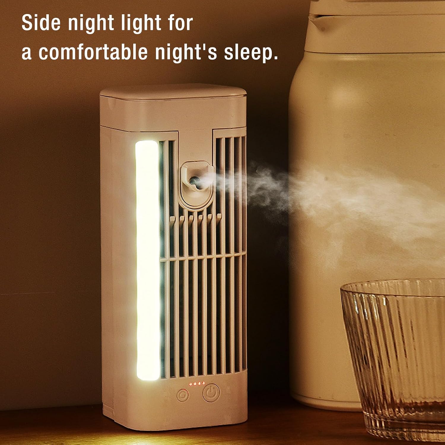  Annadue Ventilateur De Refroidissement D'air Par évaporation Personnel USB, Petit Climatiseur Portable Avec Veilleuse à 3 Vitesses, Réservoir D'eau De 120 Ml, Batterie De 3 600 MAh, Refroidisseur