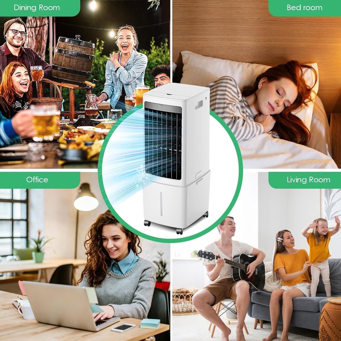 GENERIC Climatiseur De Marais, Refroidisseur D'air Par évaporation Avec Réservoir D'eau De 13 Litres, Oscillation à 120°, 3 Vitesses, AC Portable Avec Minuterie De 7,5 H, Pour Chambre, Bureau, Terrasse