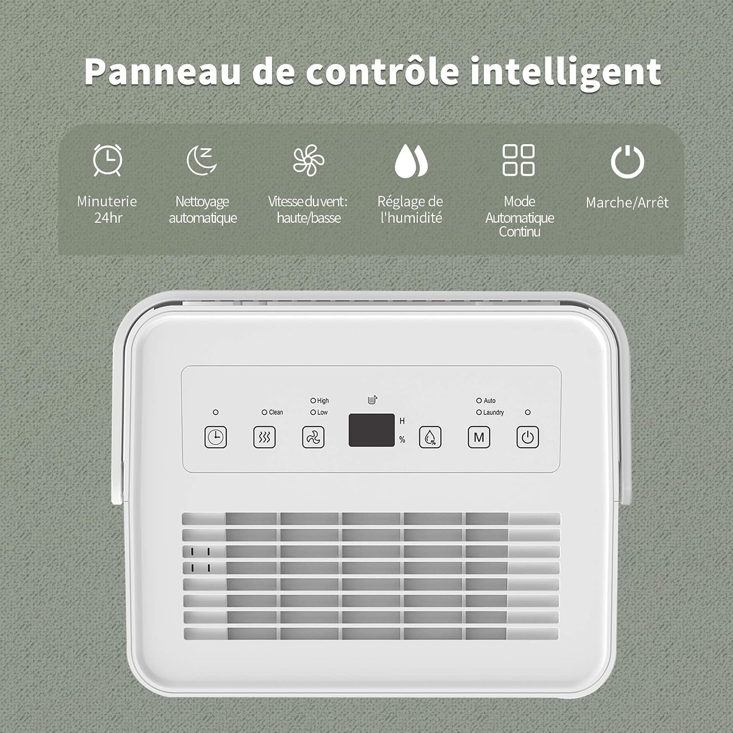  Uhome Déshumidificateur électrique, 12 L/24 H, Déshumidificateur D'ambiance 54 M³/18 M², Avec Arrêt Automatique, Capteur D'humidité, Mode Lavage Et Filtre à Charbon Actif, Tuyau D'arrosage