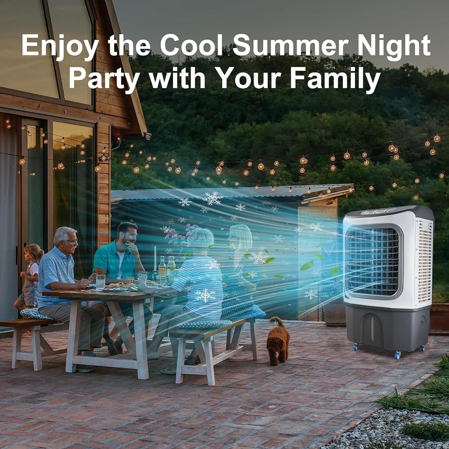  Refroidisseur D'air Par Évaporation, Air Conditioner, Ventilateur Humidificateur 3 En 1, Climatiseur Mobile Pour Intérieur, Extérieur, Patio, Garage