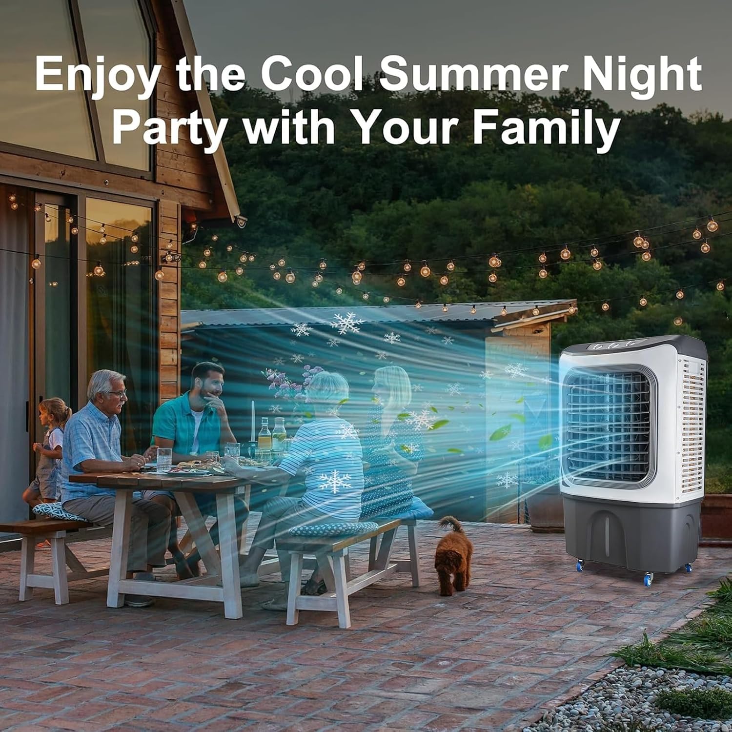  Refroidisseur D'air Par Évaporation, Air Conditioner, Ventilateur Humidificateur 3 En 1, Climatiseur Mobile Pour Intérieur, Extérieur, Patio, Garage
