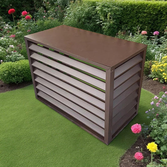 GENERIC Housse En Aluminium Pour Climatiseur Avec Bouclier De Pompe à Chaleur - Protection Extérieure - Résistante Aux Intempéries - Marron - 110 X 60 X 80 Cm - Durable Et Résistante Aux UV