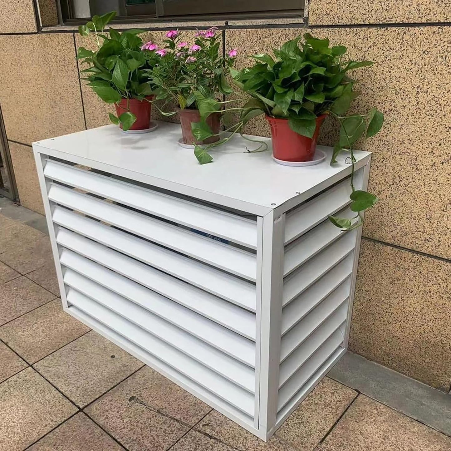 GENERIC Housse De Climatiseur En Aluminium Et Extérieur – Support Décoratif Pour Unités De Climatisation Et Pompes à Chaleur – Boîtier De Poubelle Autoportant – Protection Contre Les Intempéries Pour Les