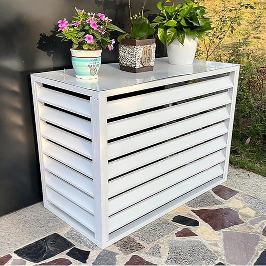 GENERIC Housse De Climatiseur Extérieur En Aluminium Toutes Saisons Et Boîtier De Poubelle, Panneaux De Clôture Autoportants, Support De Fleurs - Blanc