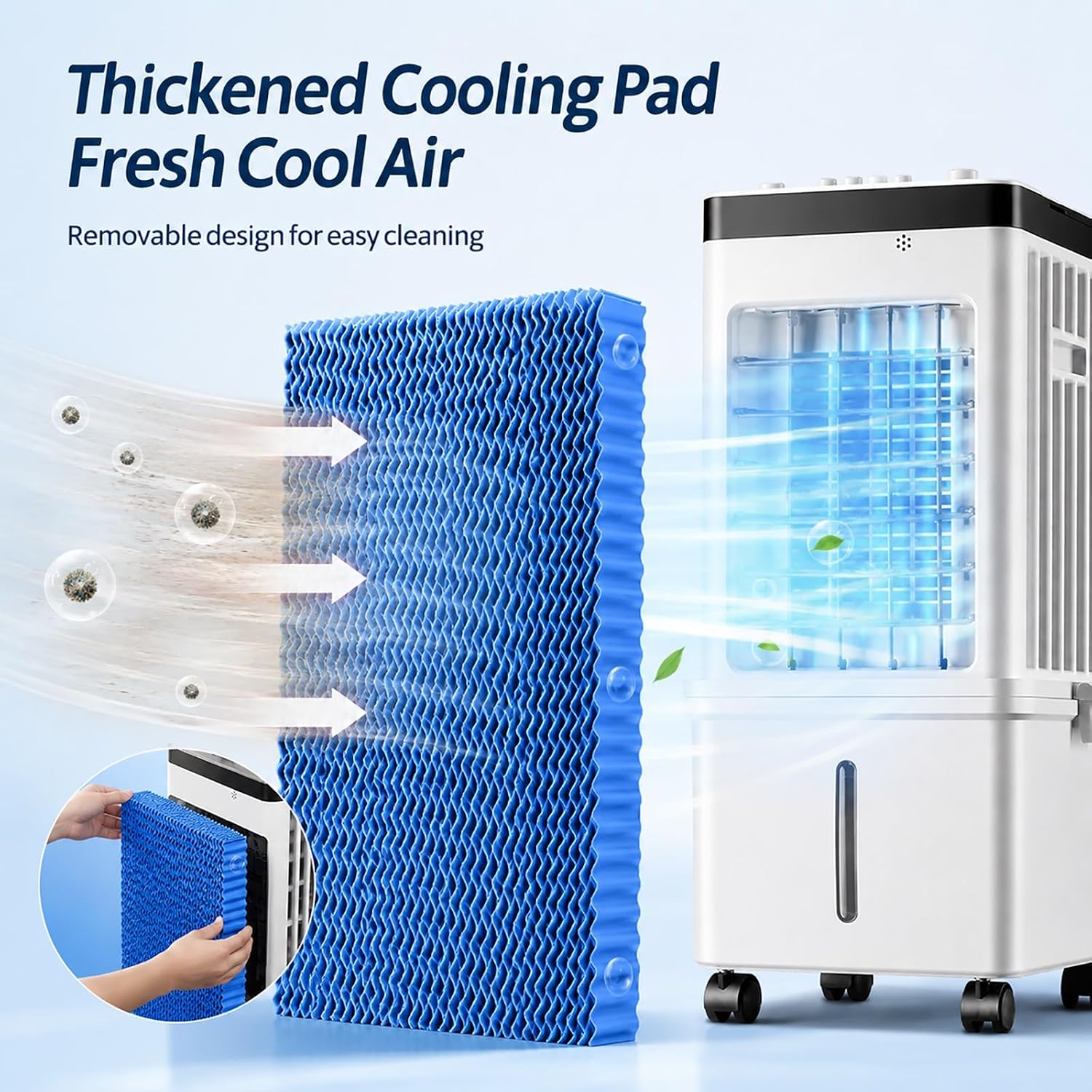  24 Pouces Climatiseur évaporatif, Portable Rafraîchisseur D'Air Avec Roulettes, Idéal Pour Salon, Chambre, Bureau
