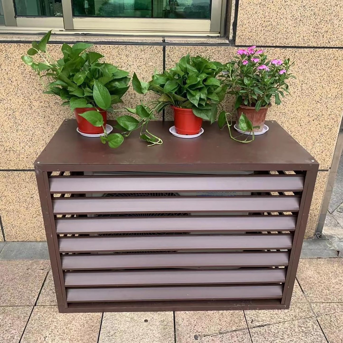 GENERIC Housse De Protection En Aluminium Pour Climatiseur Extérieur Et Support De Fleurs Pour Unités De Climatisation Et Pompes à Chaleur, Boîtier Autoportant Pour Poubelles Ou Unités AC