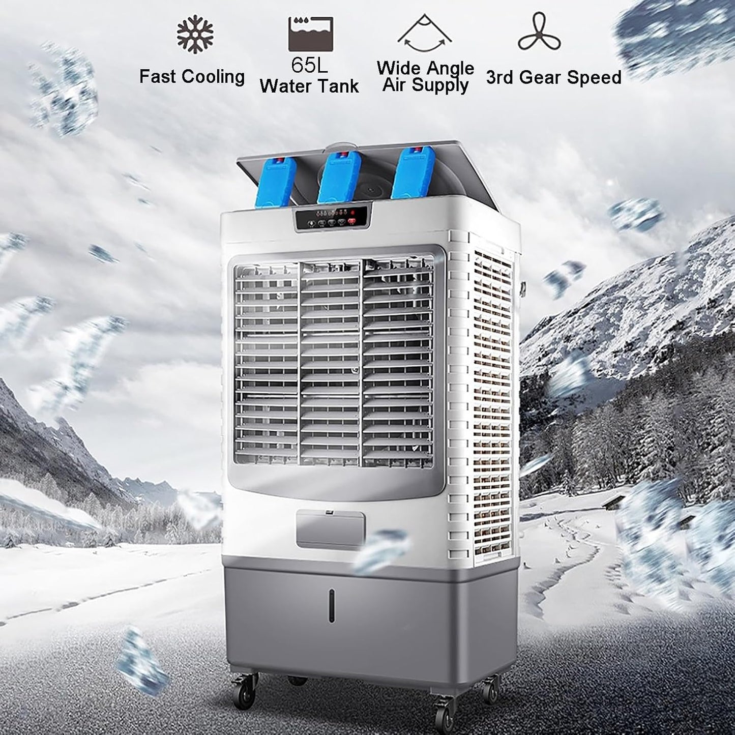 GENERIC Ventilateur De Refroidisseur D'évaporation Portable 120 Oscillant 3 Vitesses Swamp Climatiseur Avec Cristaux De Glace Moteur Puissant Refroidissement Efficace Pour Le Bureau à Domicile