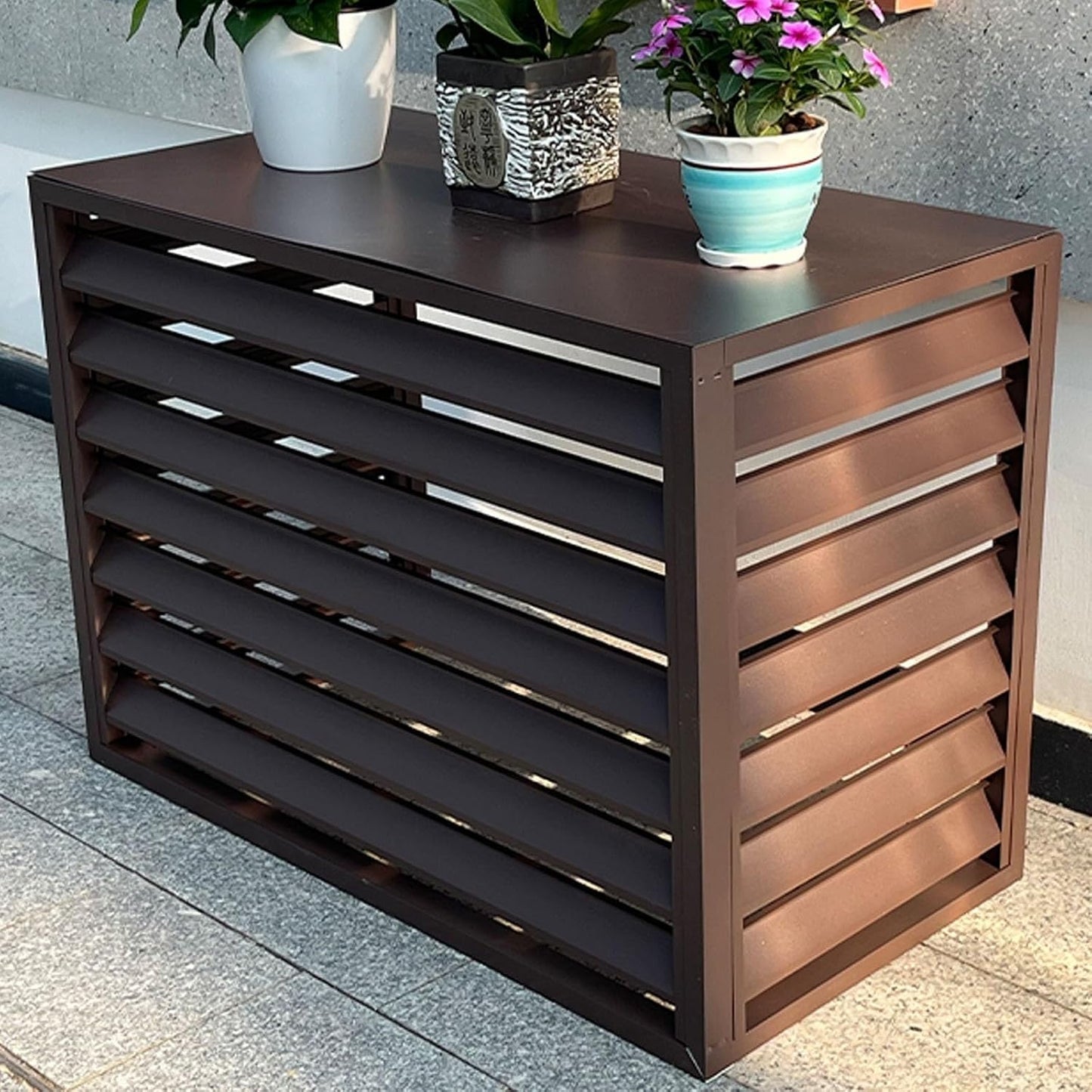 GENERIC Mini Housse De Climatiseur Fendue En Aluminium, Protection De Pompe à Chaleur Extérieure, Bouclier D'hiver Complet Pour Unités Extérieures, Matériau Marron, Utilisation Intérieure Et Extérieure