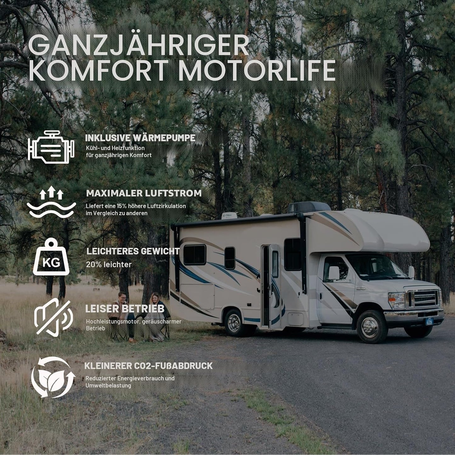  12V DC RV Climatisation 9500BTU, Climatiseur De Toit Calme Avec Chauffage, Refroidissement Rapide Et Chauffage Pour Camping-Car Et Camion, Installation Facile, Jusqu'à 50 DB, Stable Et Robuste